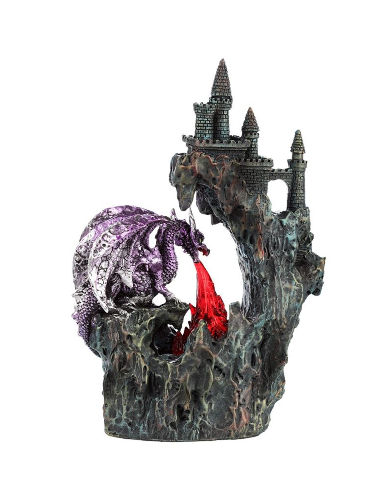 Trukado Giftware & Lifestyle - Dark Legends Dragon with Fire Breath LED Cliff Castle