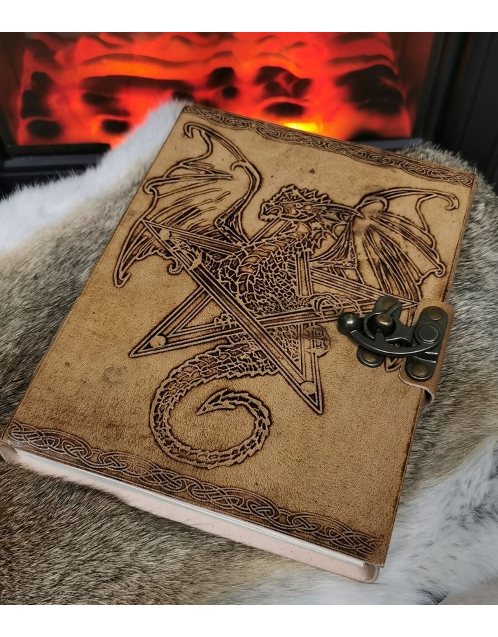 AWG Miscellaneous - Leather Journal with Embossed Dragon & Pentagram 20cm x 15cm