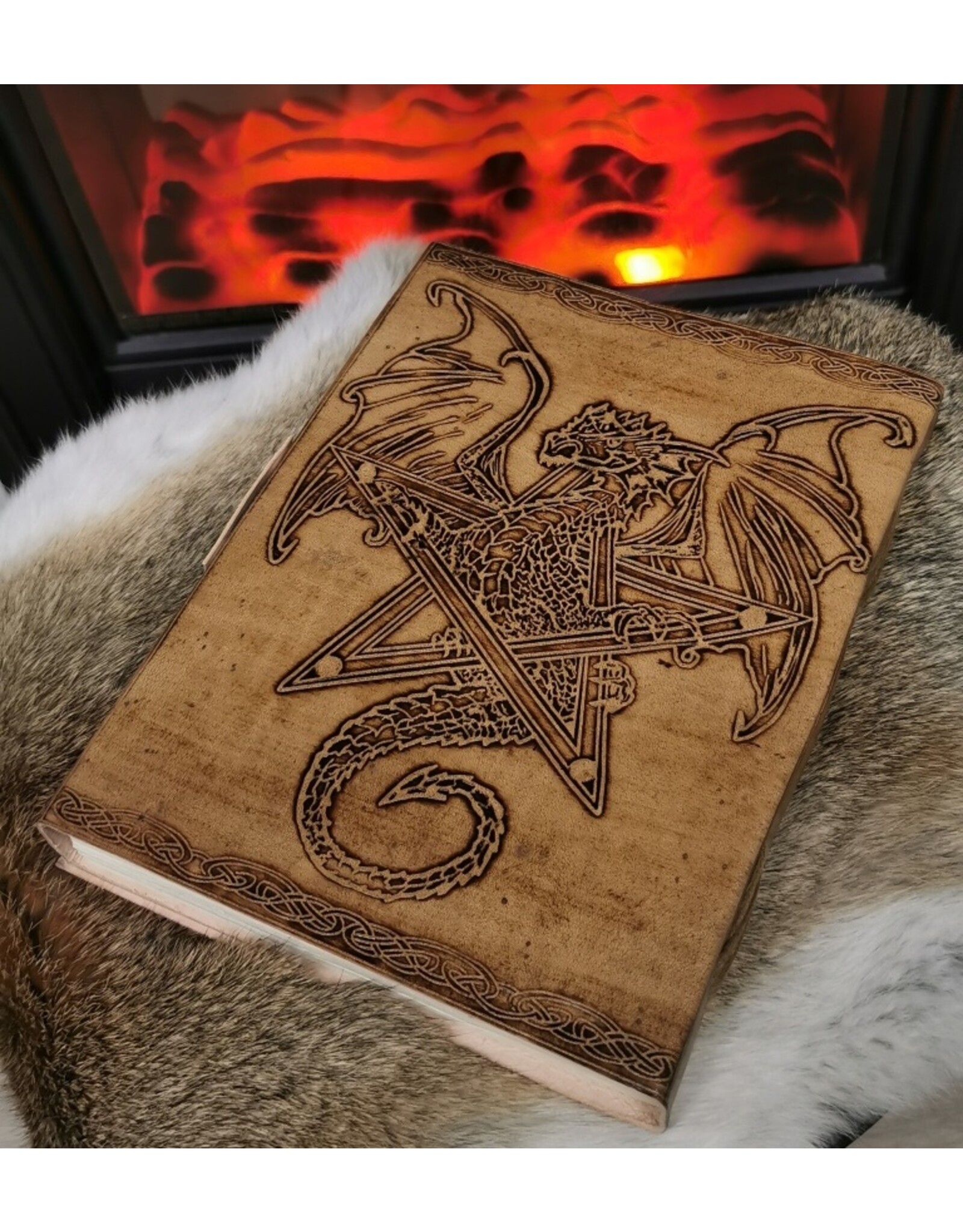 AWG Miscellaneous - Leather Journal with Embossed Dragon & Pentagram 20cm x 15cm