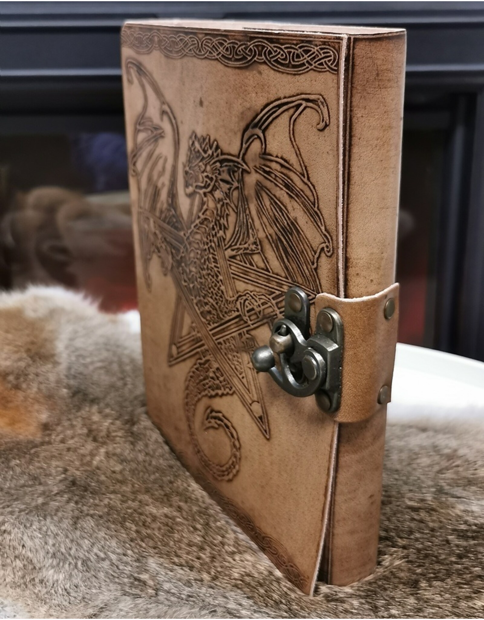 AWG Miscellaneous - Leather Journal with Embossed Dragon & Pentagram 20cm x 15cm