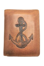 HillBurry Leather Wallets -  HillBurry Leather Wallet with Anchor vertical