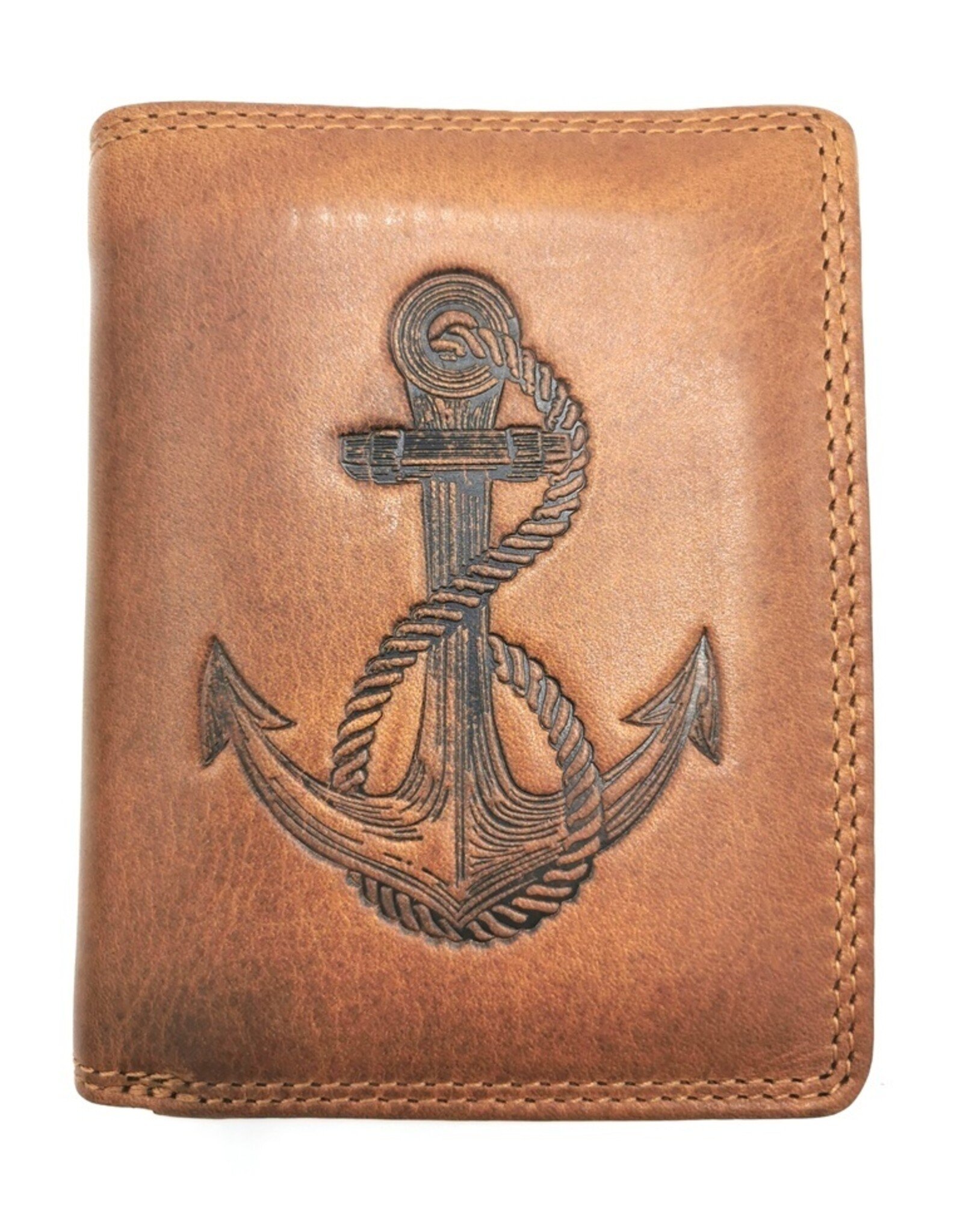 HillBurry Leather Wallets -  HillBurry Leather Wallet with Anchor vertical