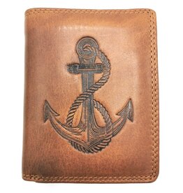 HillBurry HillBurry Leather Wallet with Anchor vertical