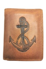 HillBurry Leather Wallets -  HillBurry Leather Wallet with Anchor vertical