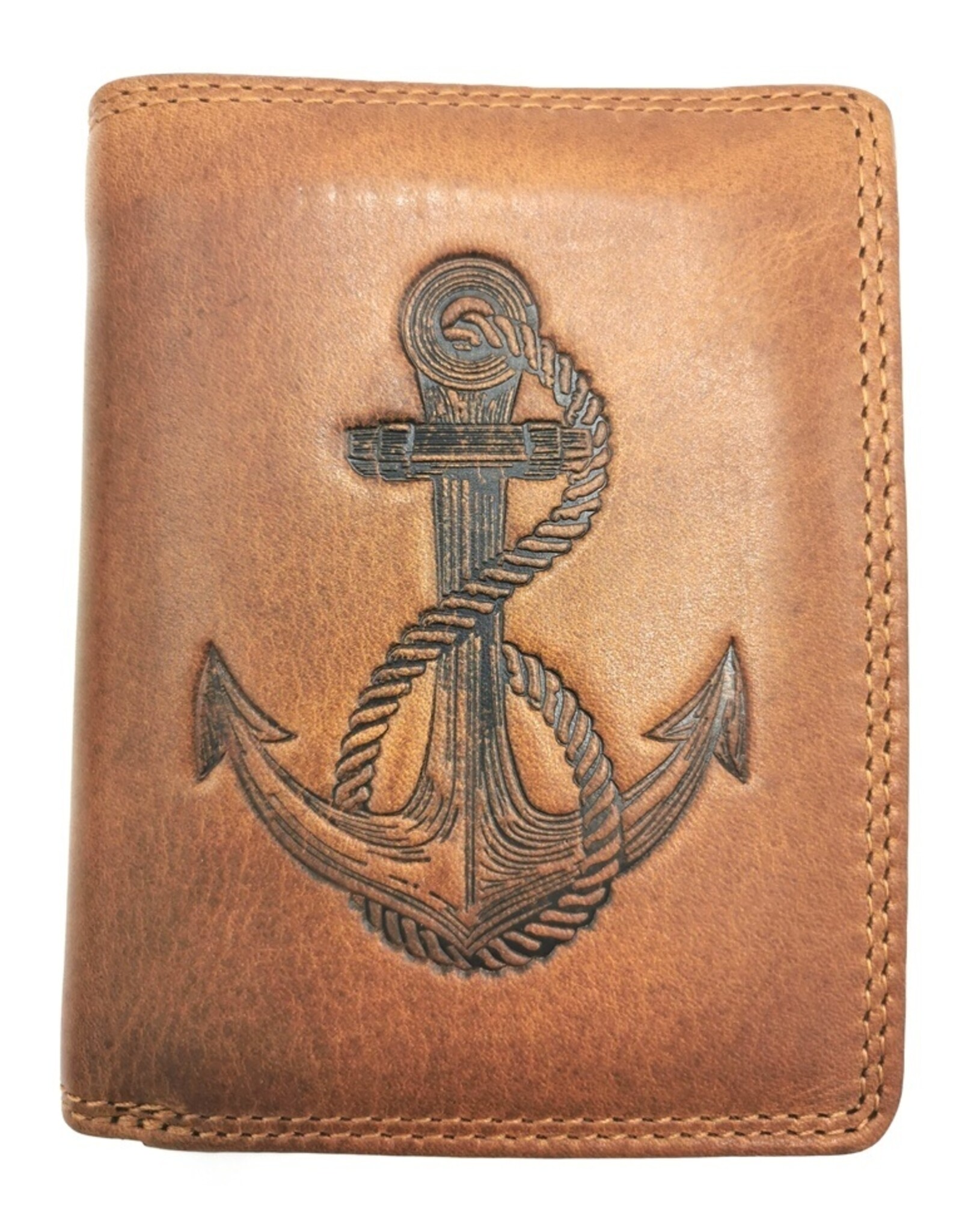 HillBurry Leather Wallets -  HillBurry Leather Wallet with Anchor vertical