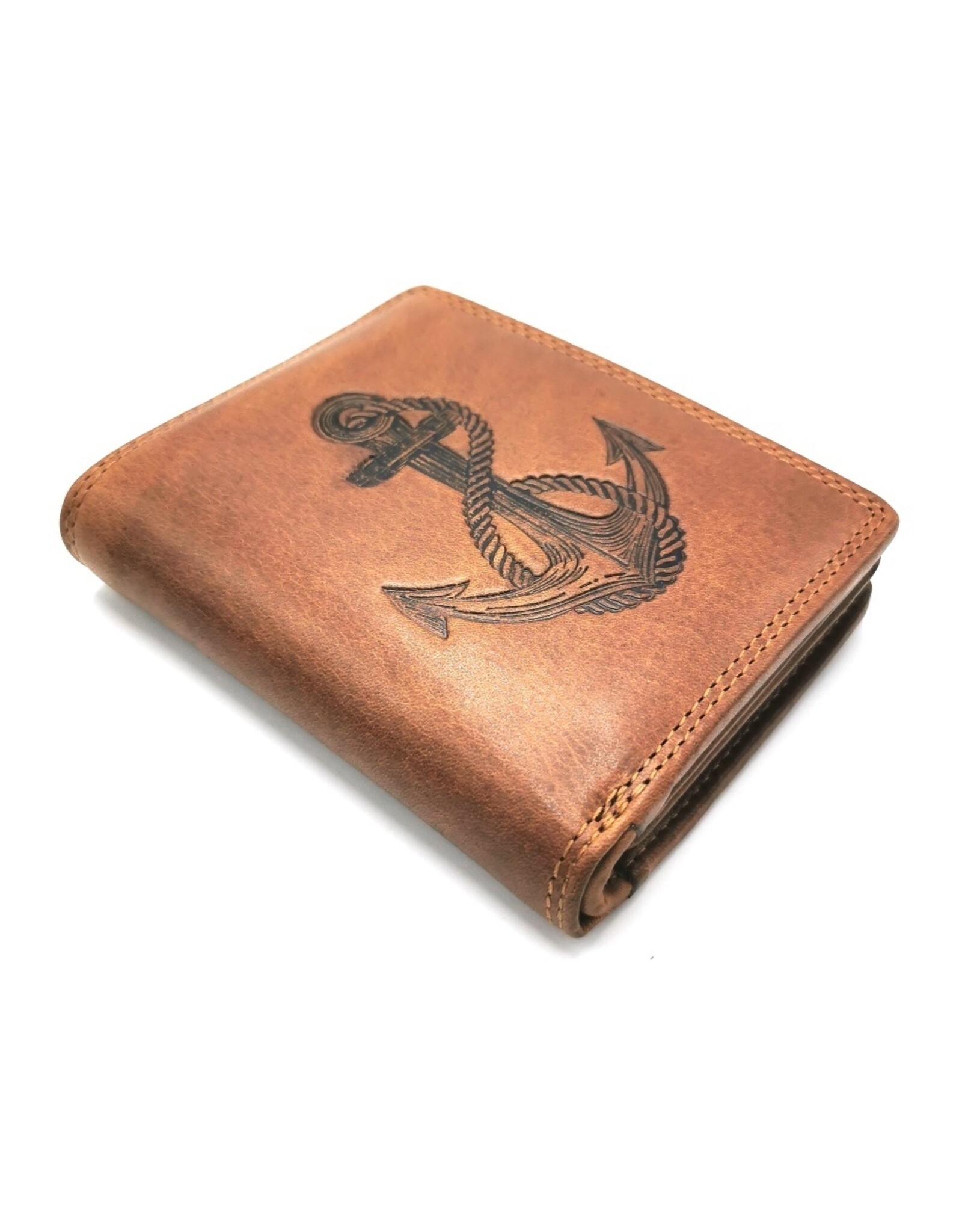 HillBurry Leather Wallets -  HillBurry Leather Wallet with Anchor vertical