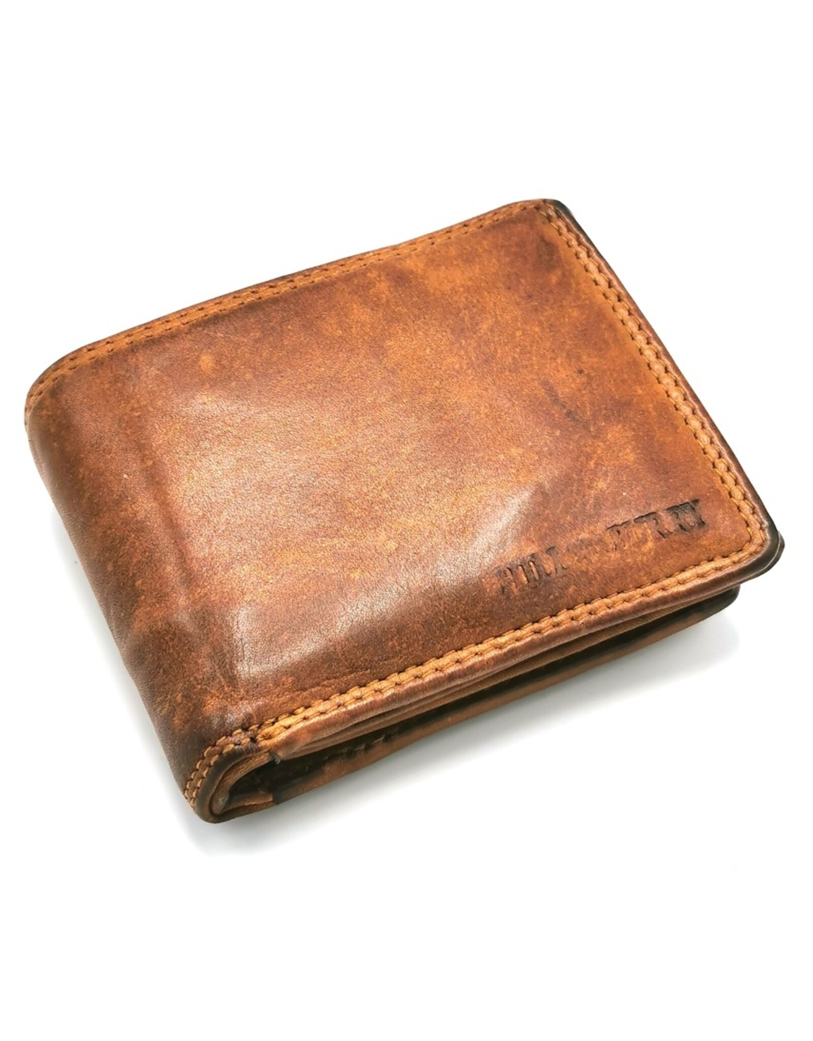 Hunters Leather Wallets - Hillburry Leather Wallet washed Leather cognac