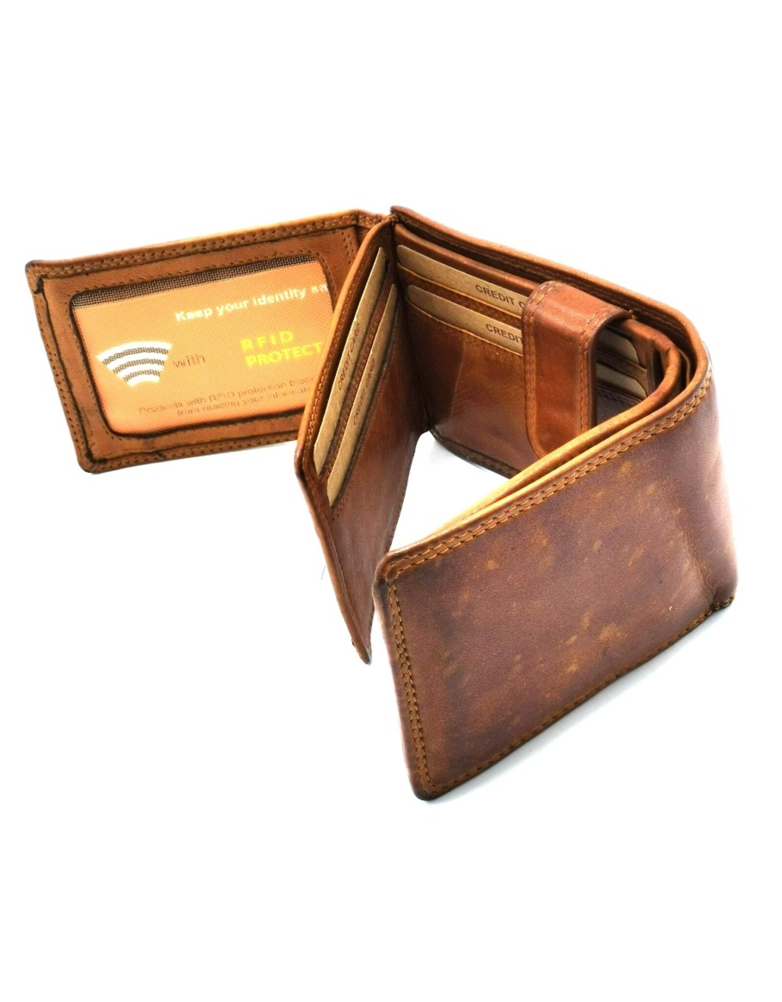 Hunters Leather Wallets - Hillburry Leather Wallet washed Leather cognac