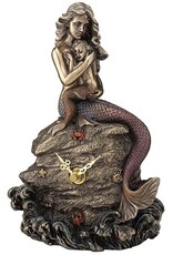 Veronese Design Giftware & Lifestyle -  Mermaid Mother and Baby Sitting on the Rock - Clock