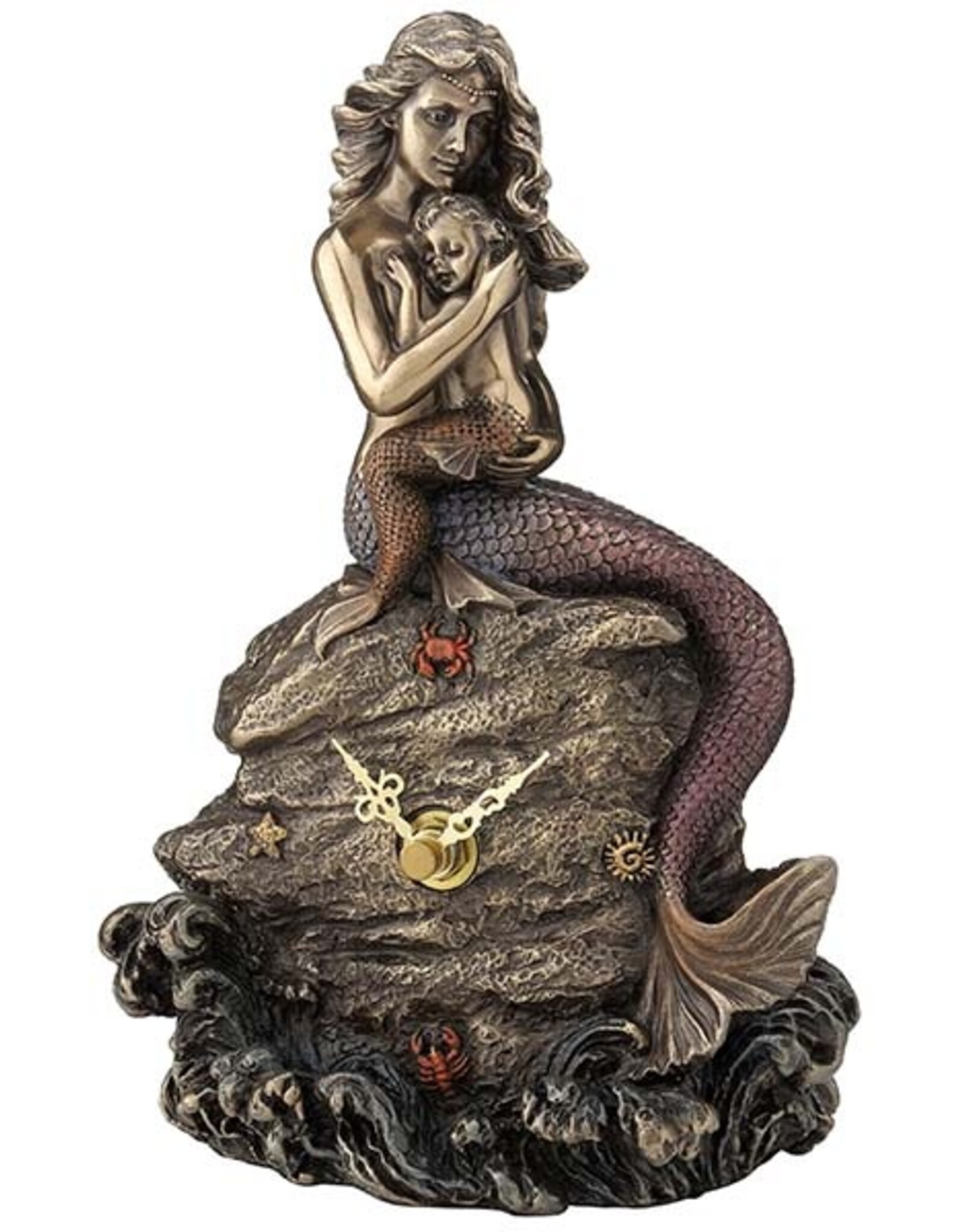 Veronese Design Giftware & Lifestyle -  Mermaid Mother and Baby Sitting on the Rock - Clock