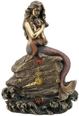 Veronese Design Giftware & Lifestyle - Zeemeermin Moeder en Baby zittend op de Rots - Klok