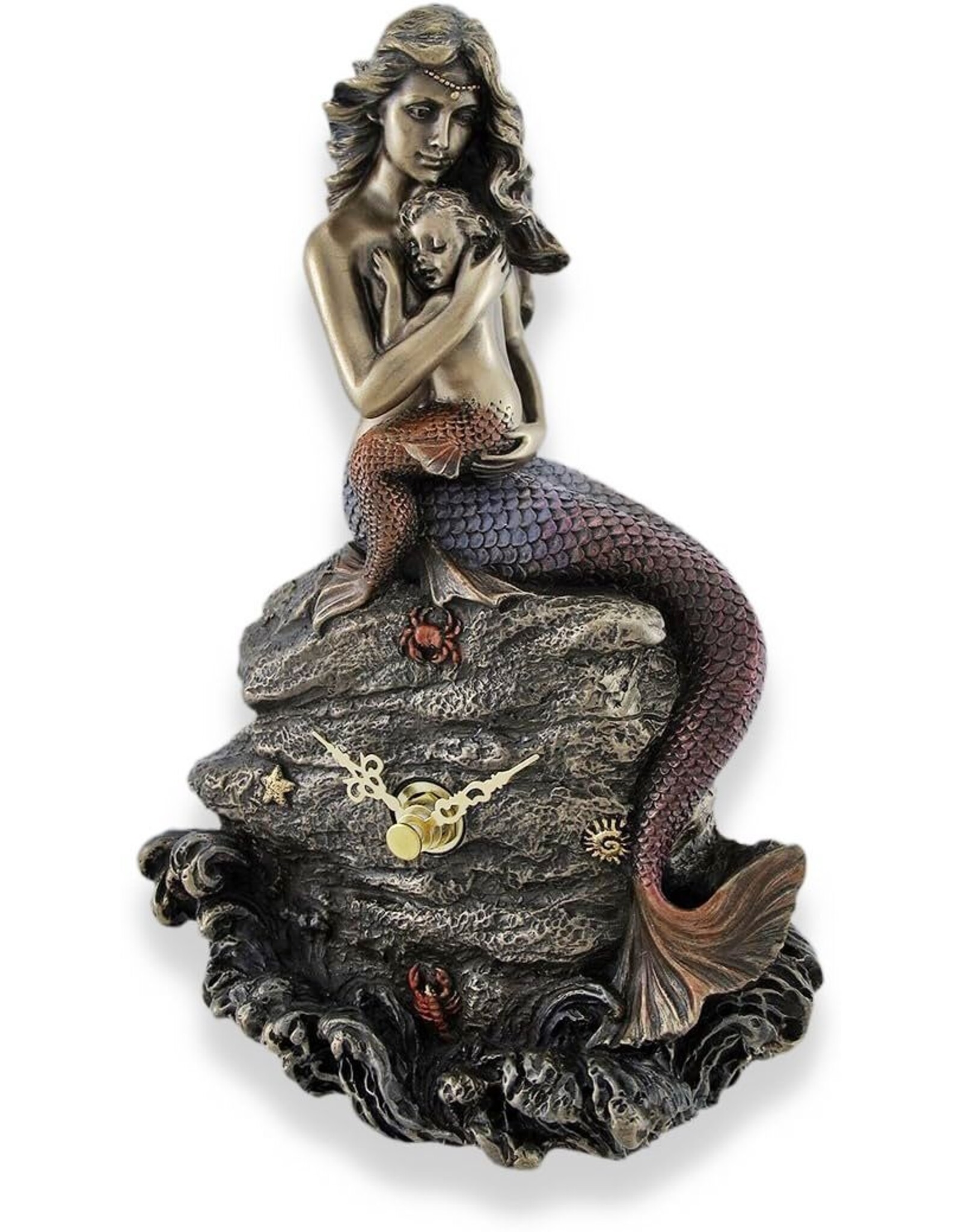 Veronese Design Giftware & Lifestyle -  Mermaid Mother and Baby Sitting on the Rock - Clock