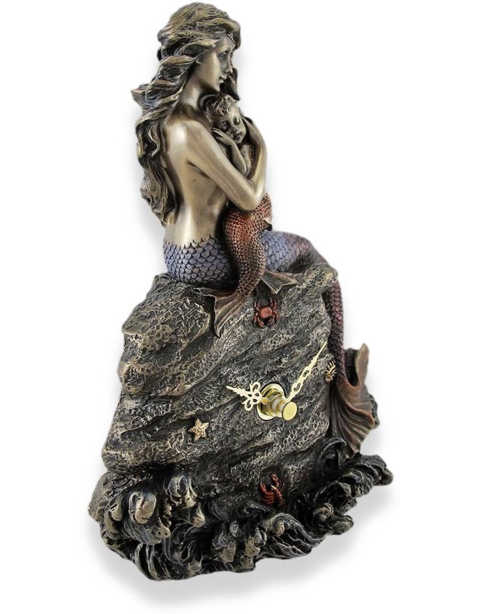 Veronese Design Giftware & Lifestyle -  Mermaid Mother and Baby Sitting on the Rock - Clock