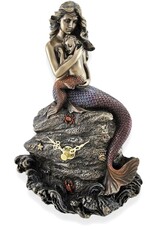 Veronese Design Giftware & Lifestyle -  Mermaid Mother and Baby Sitting on the Rock - Clock