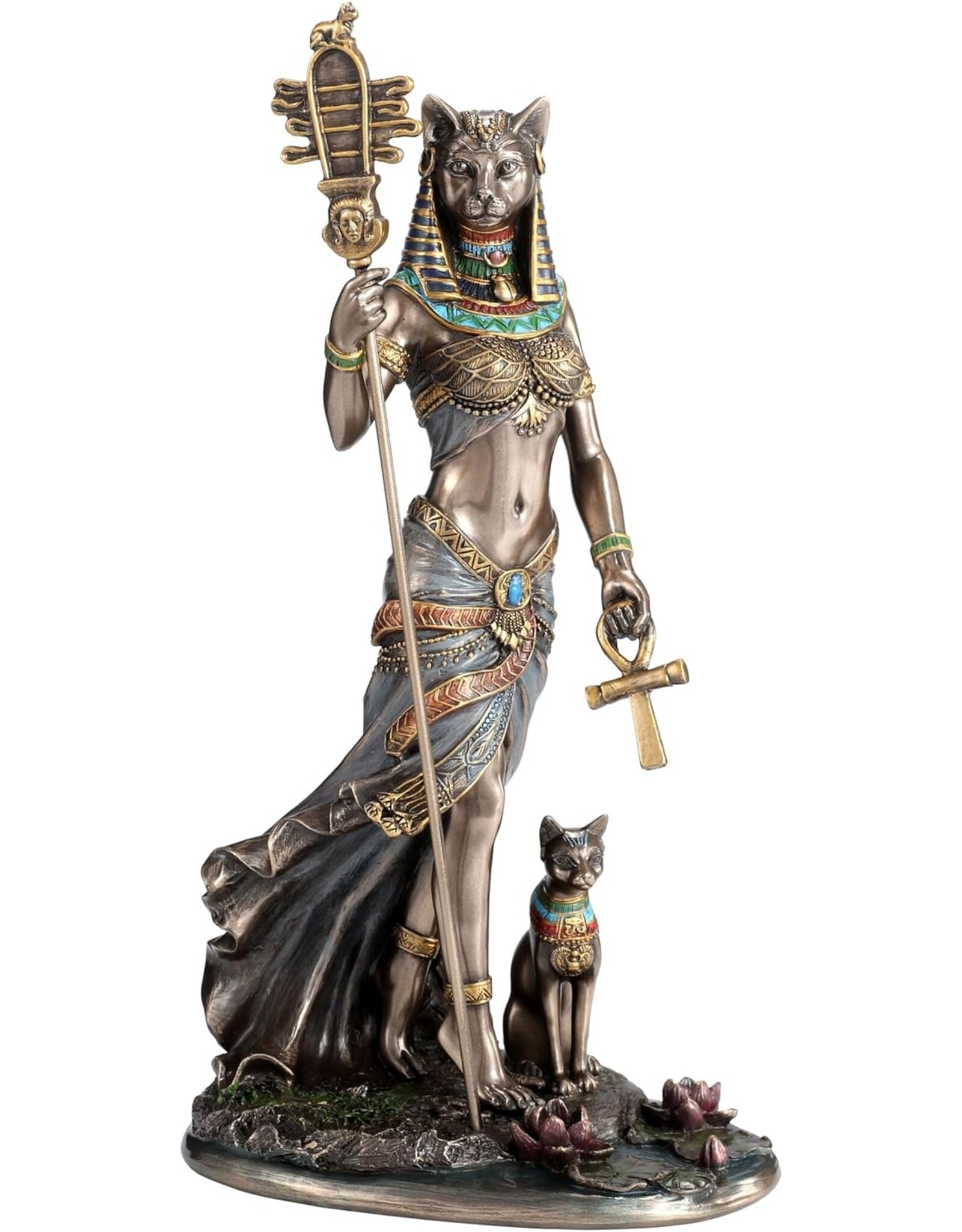 Veronese Design Giftware & Lifestyle - Egyptian Goddess Bastet with Sistrum and Ankh