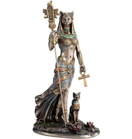 Veronese Design Egyptische Godin Bastet met Sistrum en Ankh