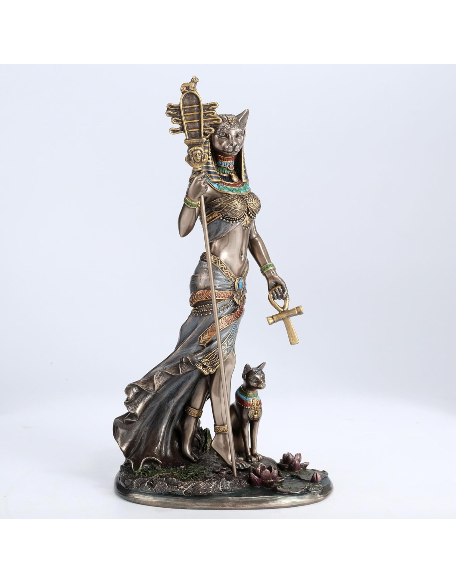 Veronese Design Giftware & Lifestyle - Egyptian Goddess Bastet with Sistrum and Ankh