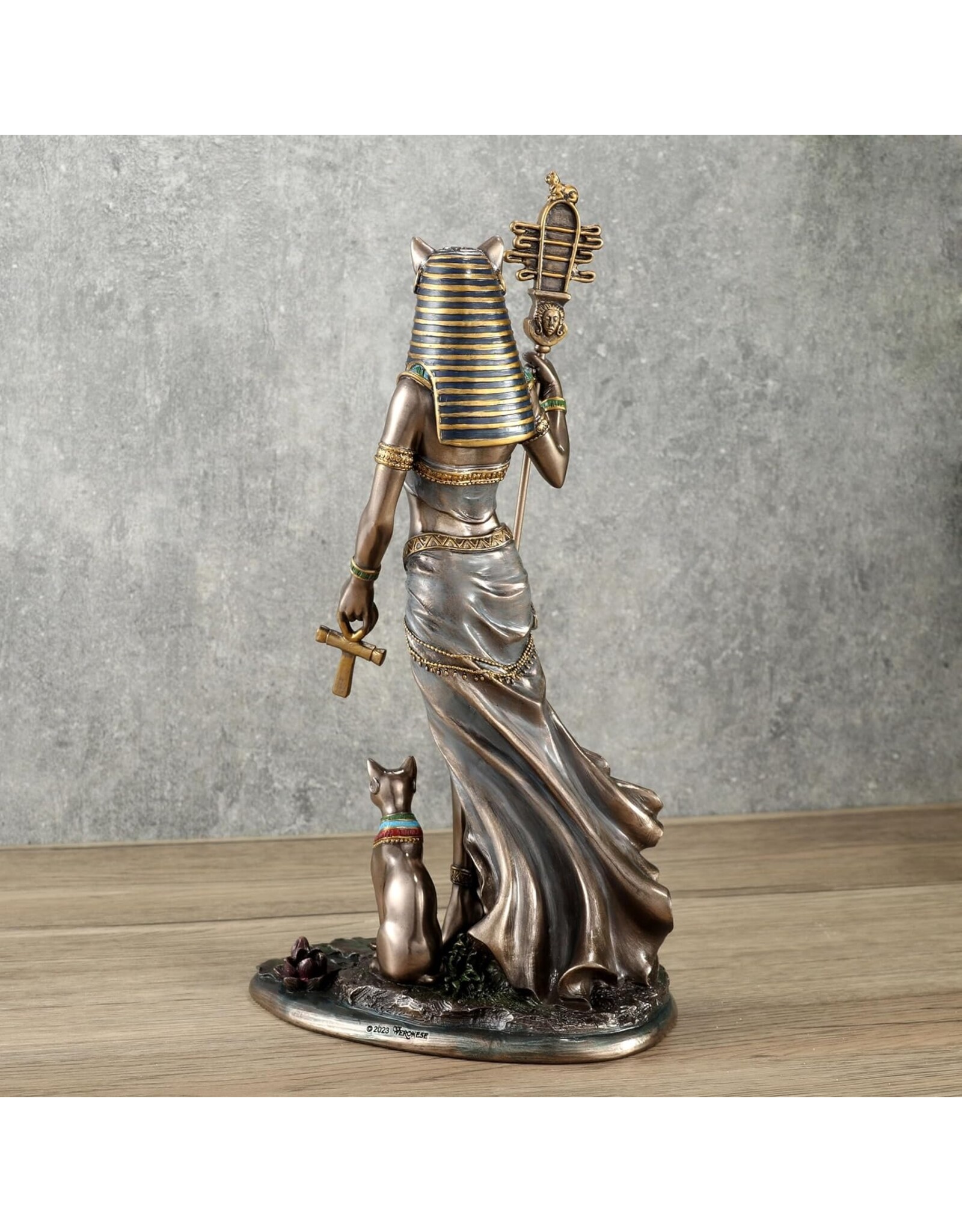 Veronese Design Giftware & Lifestyle - Egyptian Goddess Bastet with Sistrum and Ankh