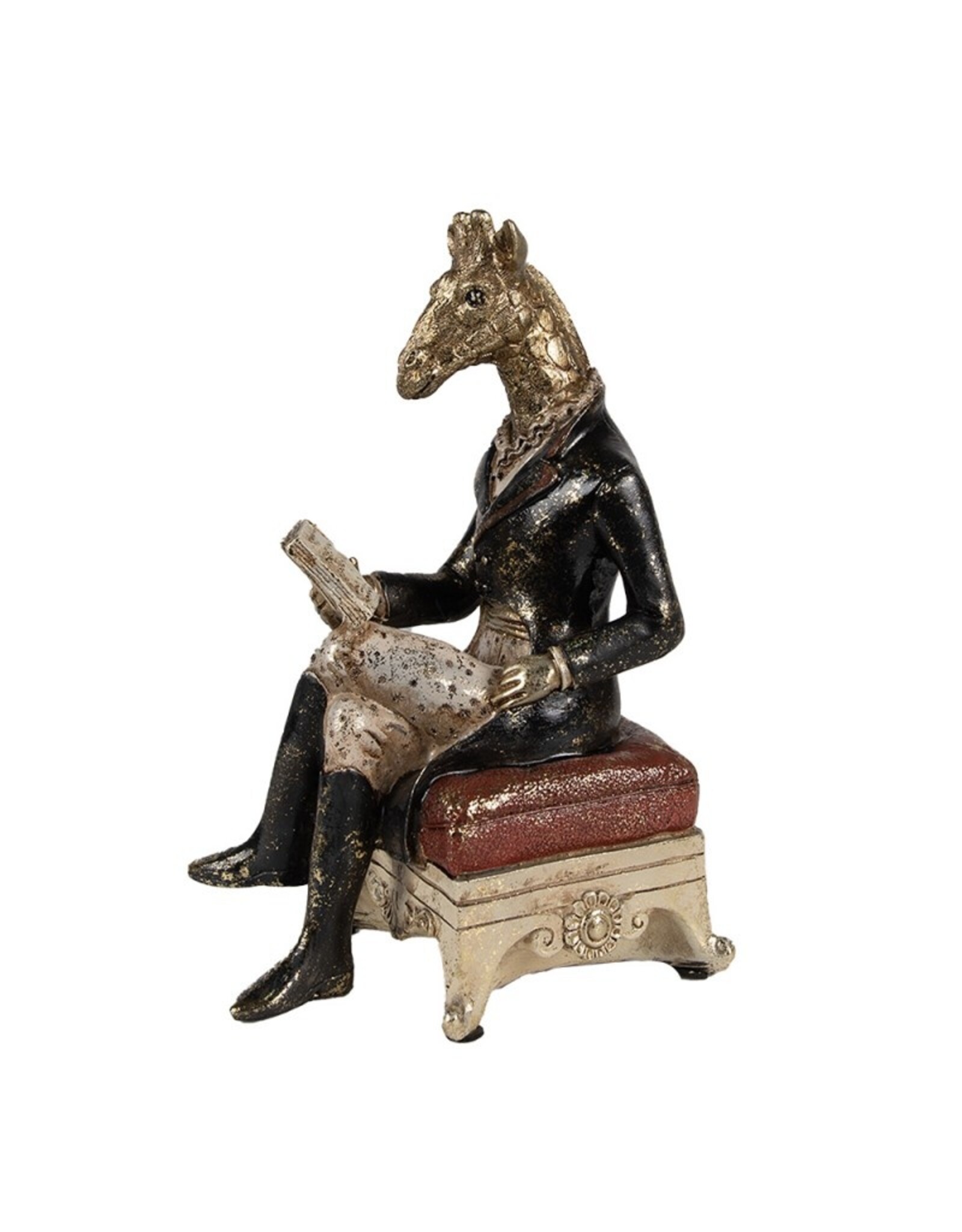 C&E Giftware & Lifestyle - Giraffe Gentlemen sitting statue 22cm