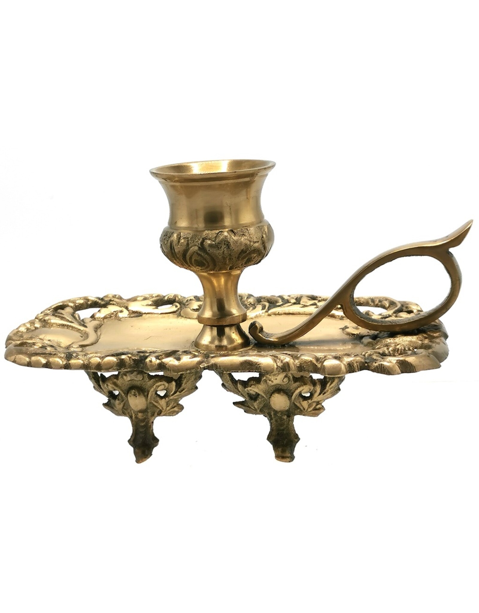 Barok Giftware & Lifestyle - Baroque Candlestick with ear handle - brass, copper colored