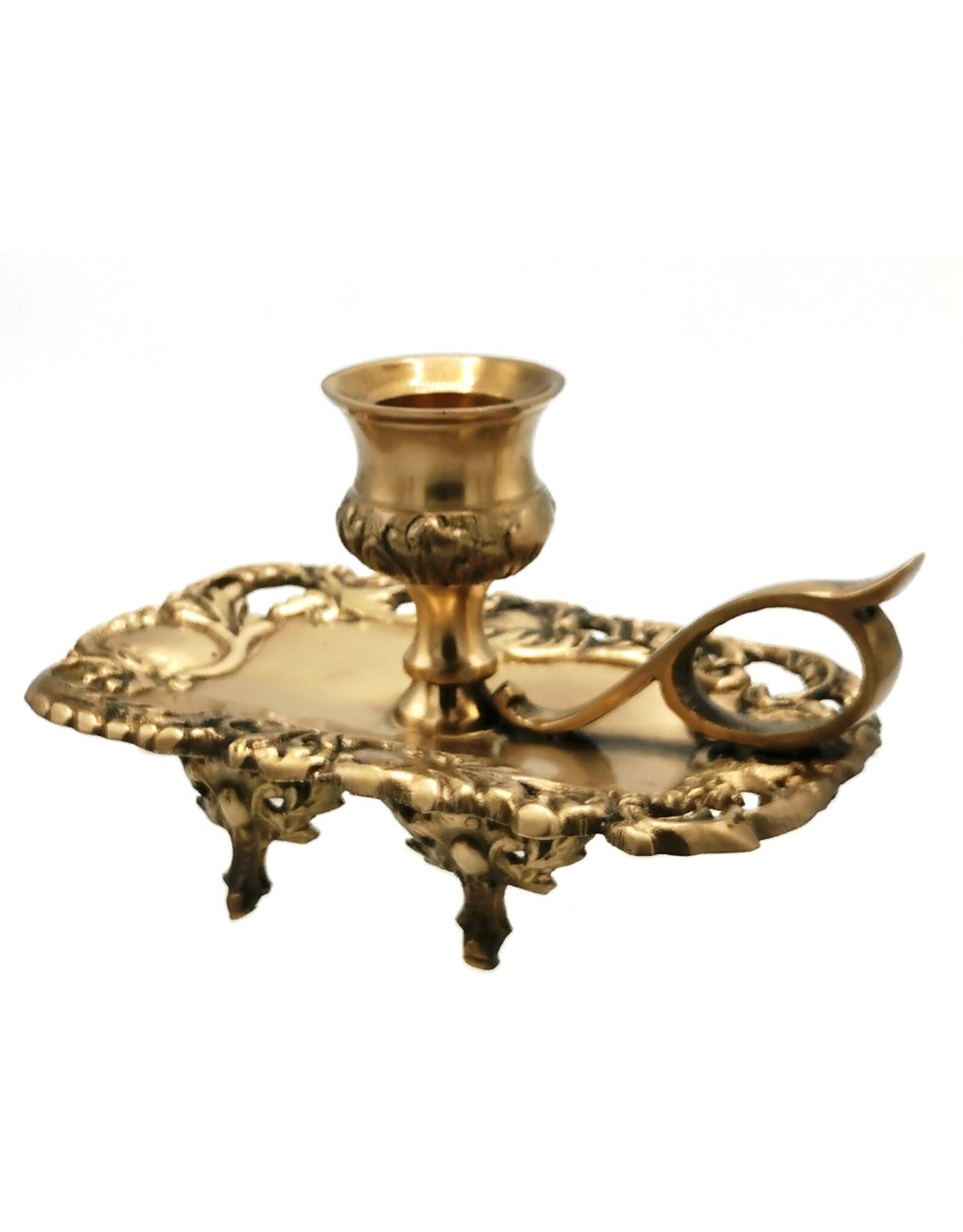 Barok Giftware & Lifestyle - Baroque Candlestick with ear handle - brass, copper colored