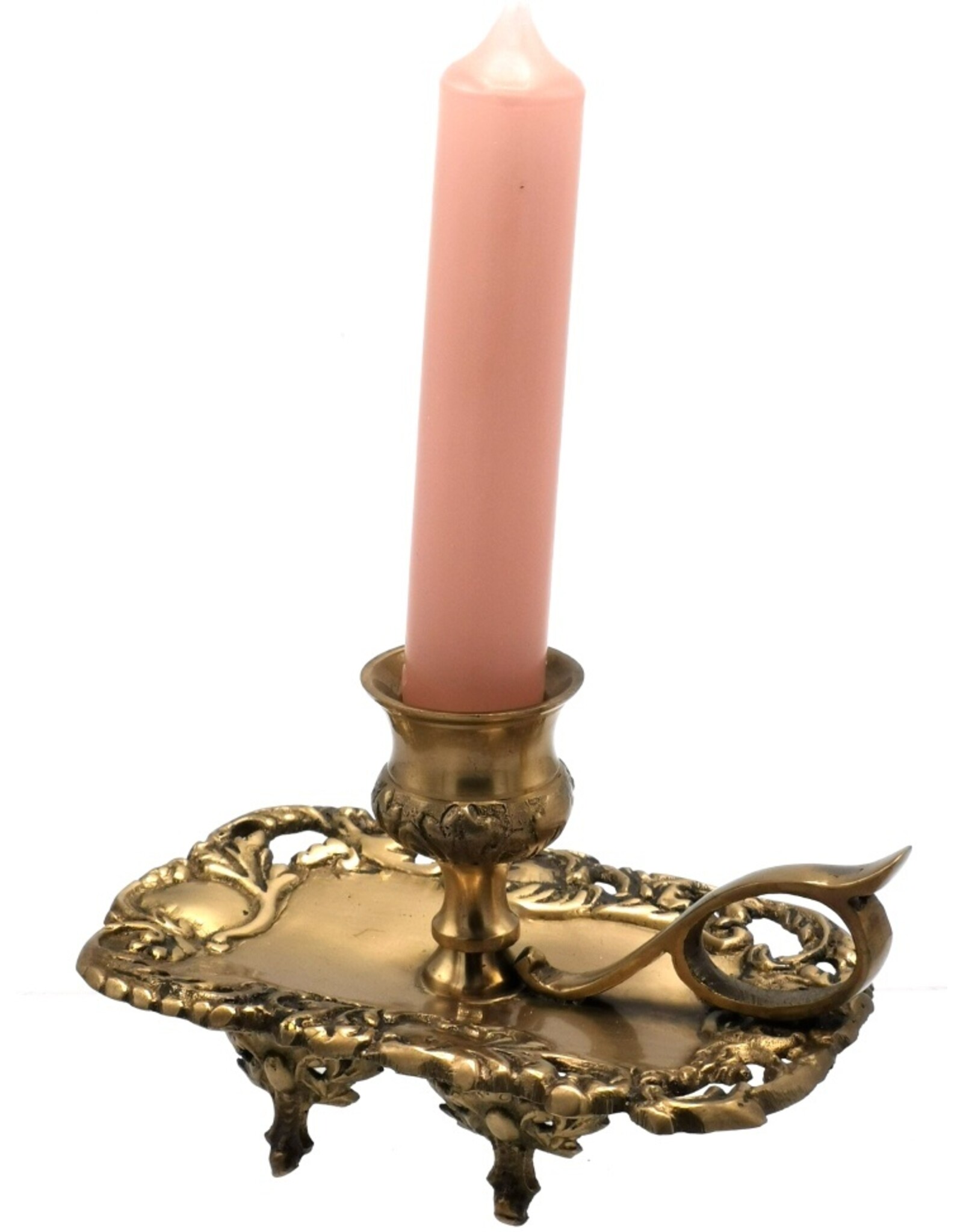 Barok Giftware & Lifestyle - Baroque Candlestick with ear handle - brass, copper colored