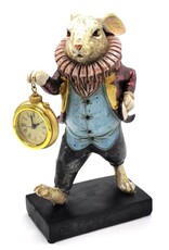 Trukado Giftware & Lifestyle - Rabbit with real Clock Alice in Wonderland figurine