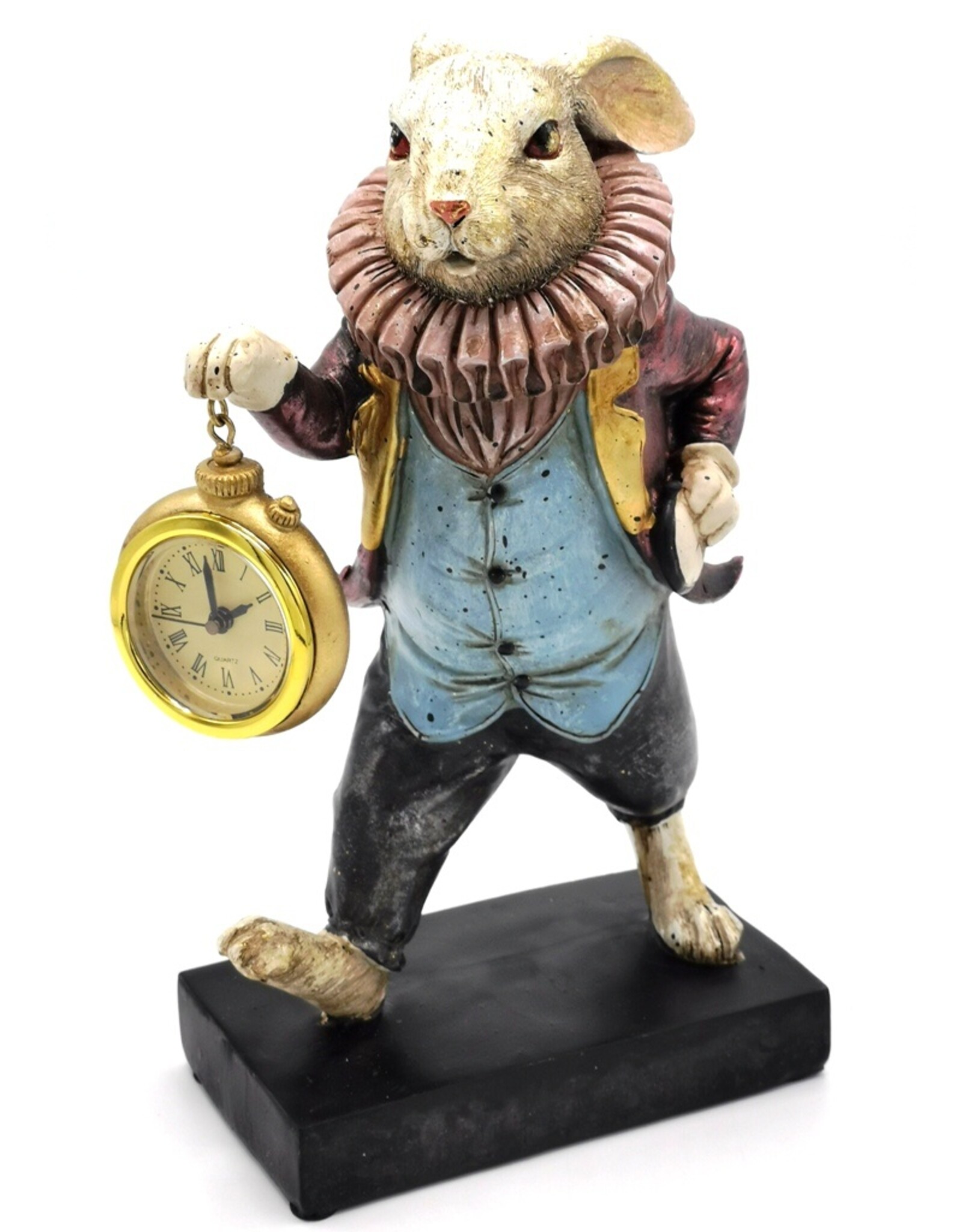 Trukado Giftware & Lifestyle - Rabbit with real Clock Alice in Wonderland figurine