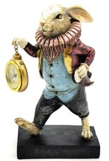 Trukado Giftware & Lifestyle - Rabbit with real Clock Alice in Wonderland figurine