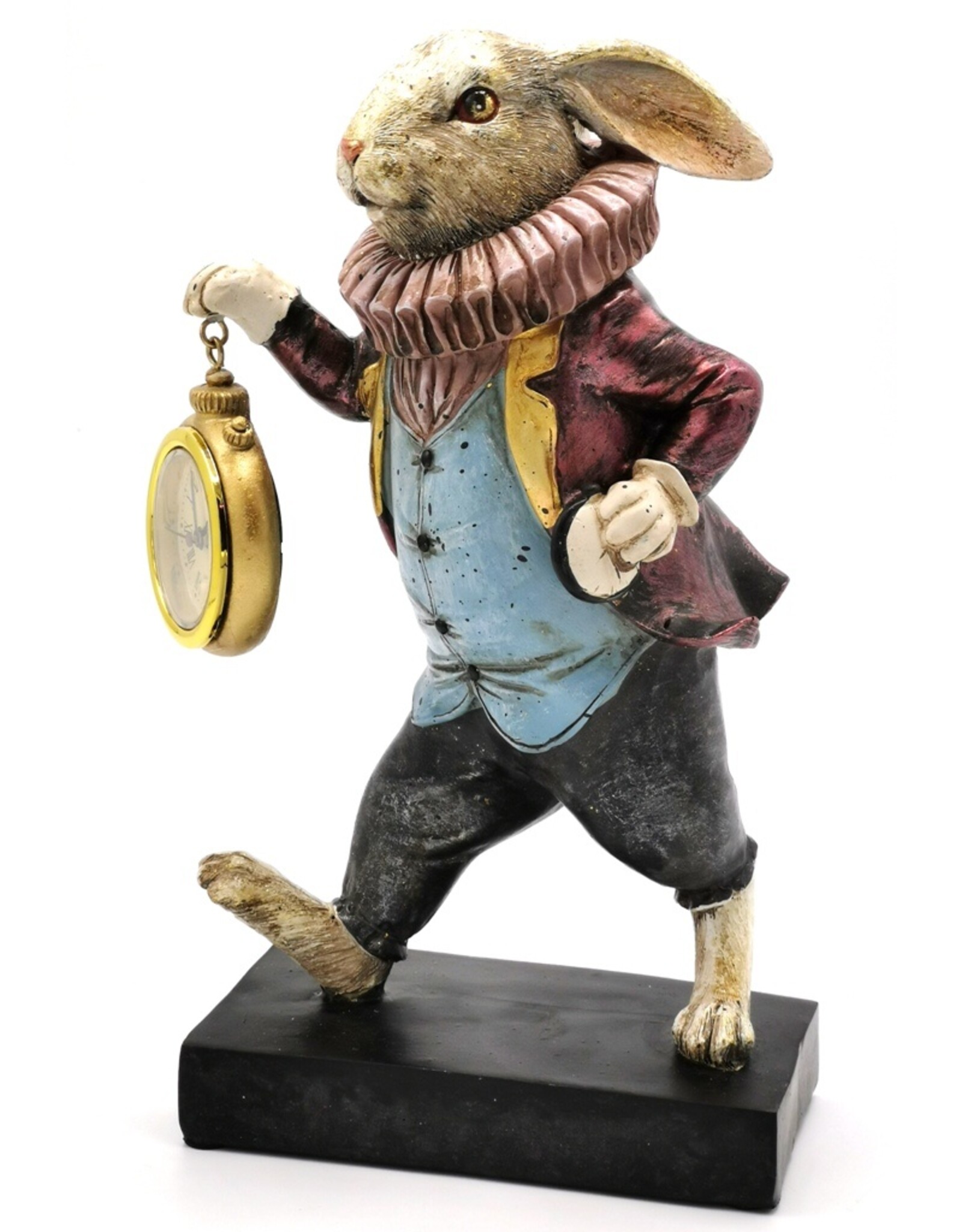 Trukado Giftware & Lifestyle - Rabbit with real Clock Alice in Wonderland figurine