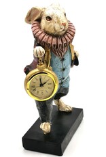 Trukado Giftware & Lifestyle - Rabbit with real Clock Alice in Wonderland figurine