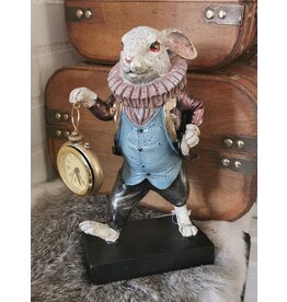 Trukado Rabbit with real Clock Alice in Wonderland figurine