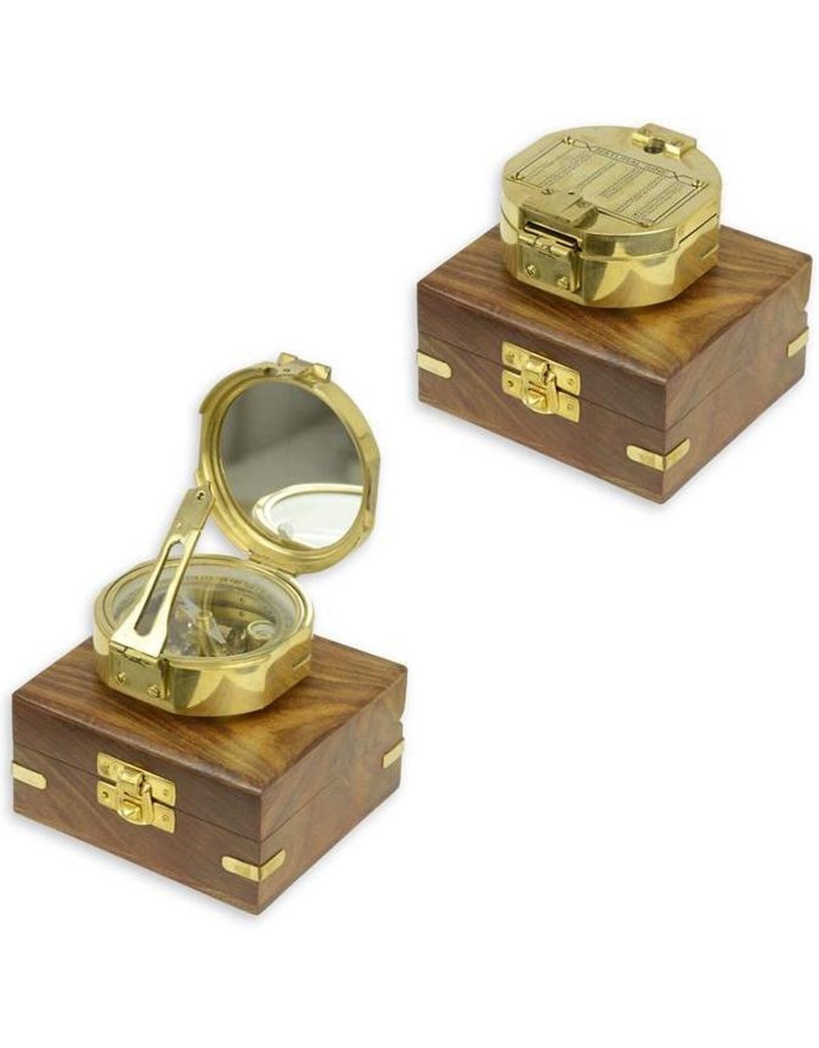 Trukado Giftware and Collectables - Brunton Compass with level gouge in wooden box (replica)