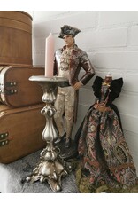 Dutch Style Giftware Figurines Collectables - Candlestick Baroque old silver color polyresin
