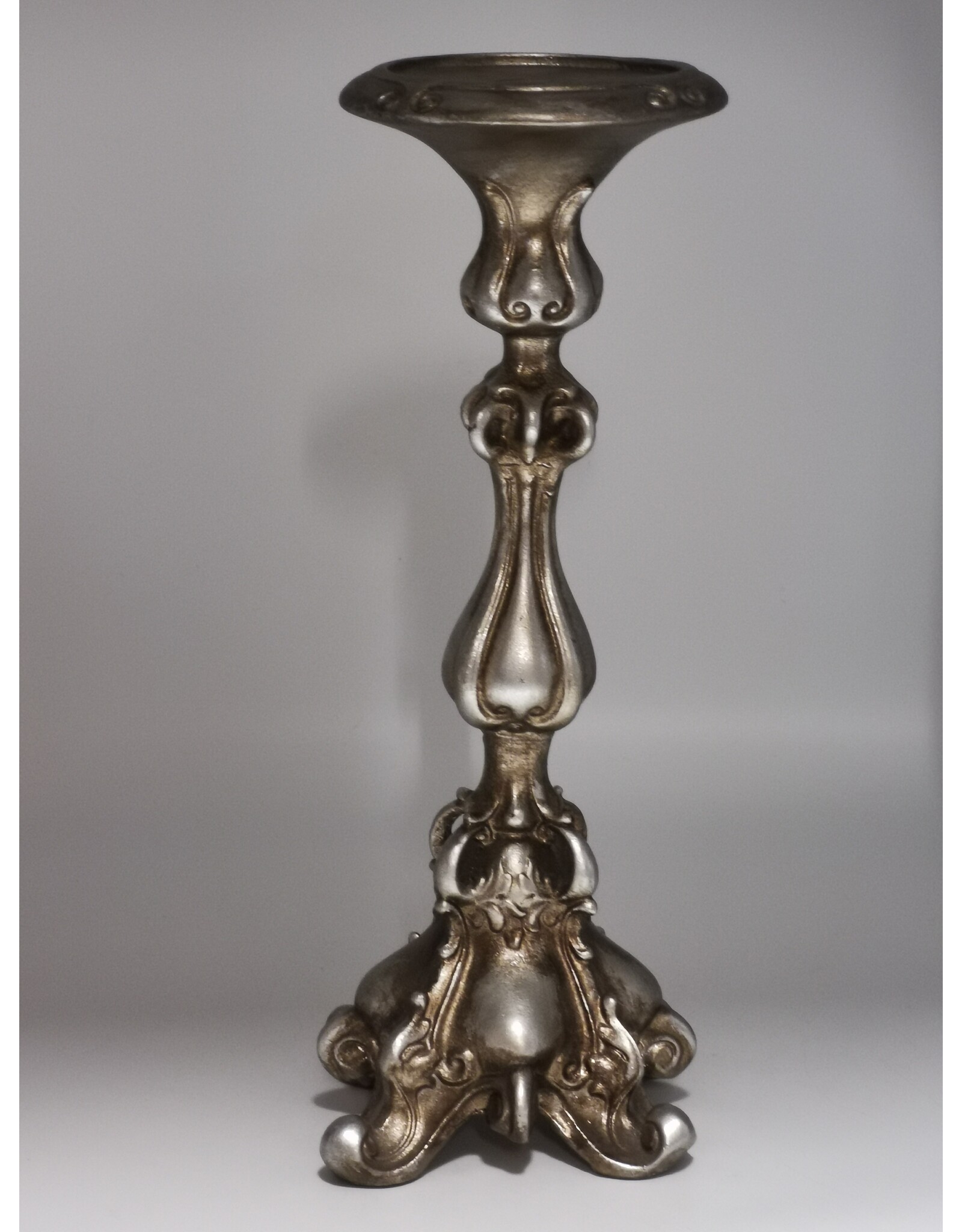 Dutch Style Giftware Figurines Collectables - Candlestick Baroque old silver color polyresin