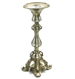 Dutch Style Candlestick Baroque old silver color polyresin 30cm