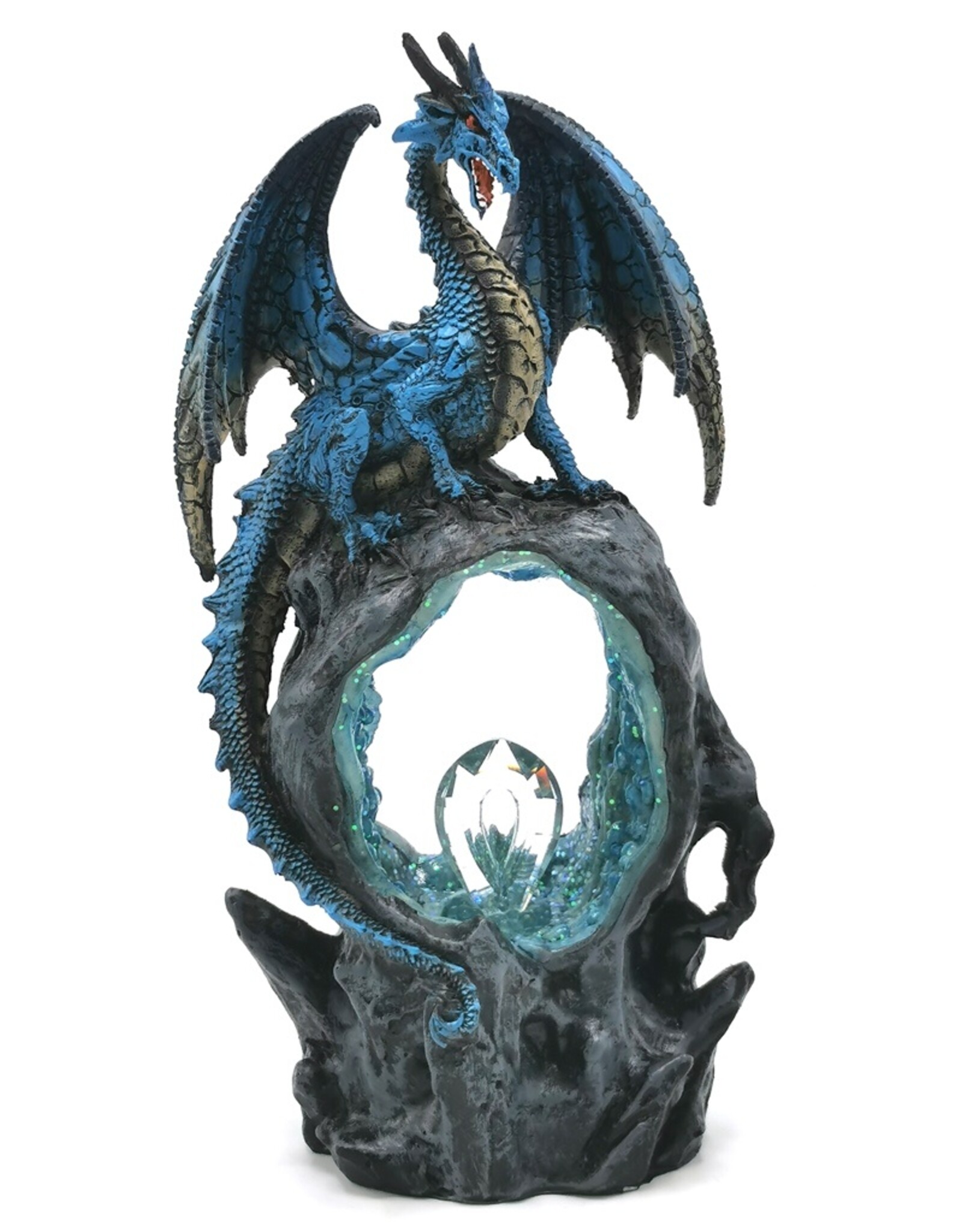 Alator Giftware Figurines Collectables - Frostwing's Gateway Figurine Blue Dragon Crystal LED 27cm