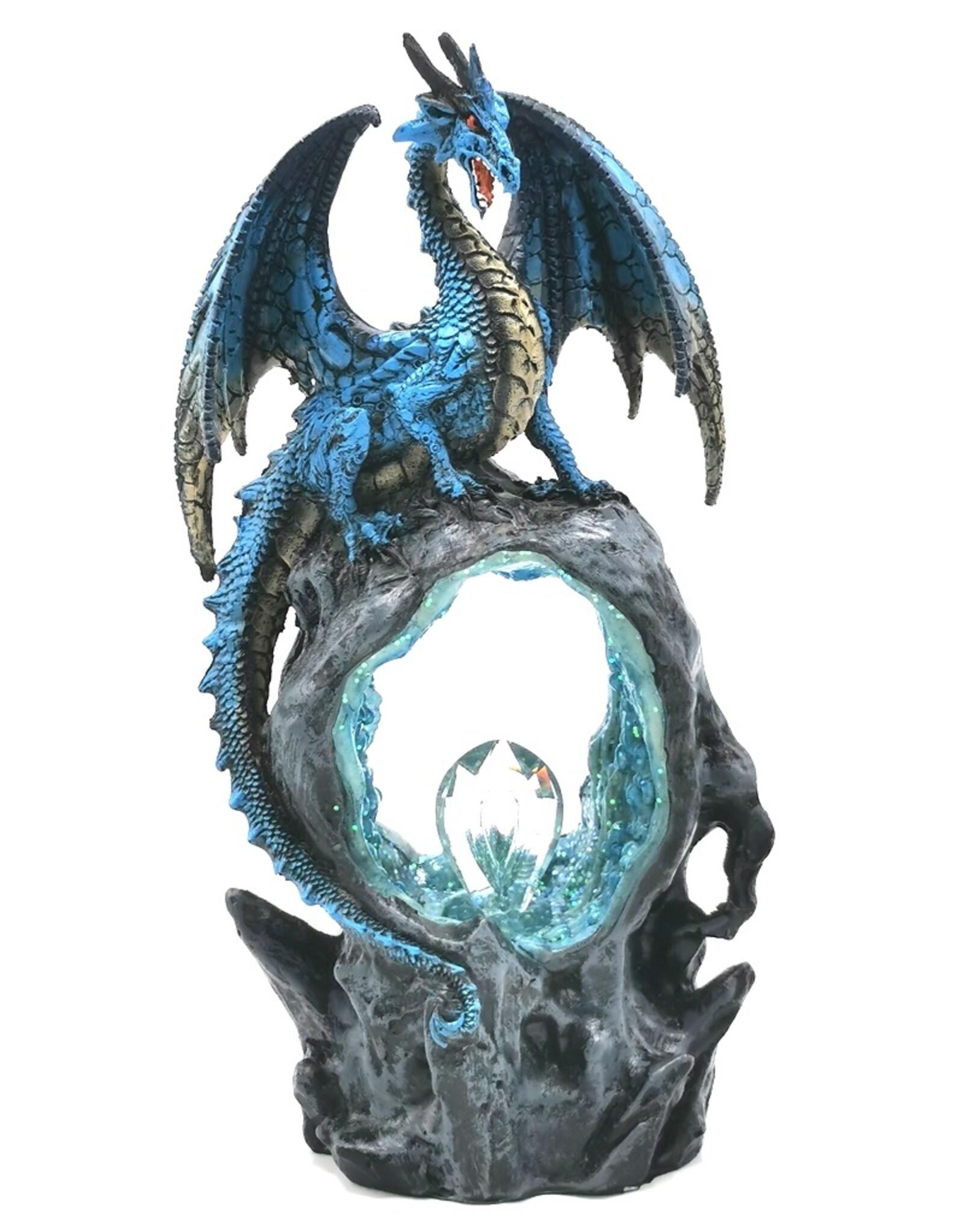 Alator Giftware, beelden, collectables - Frostwing's Gateway Blauwe Draak Kristal LED - Beeldje 27cm