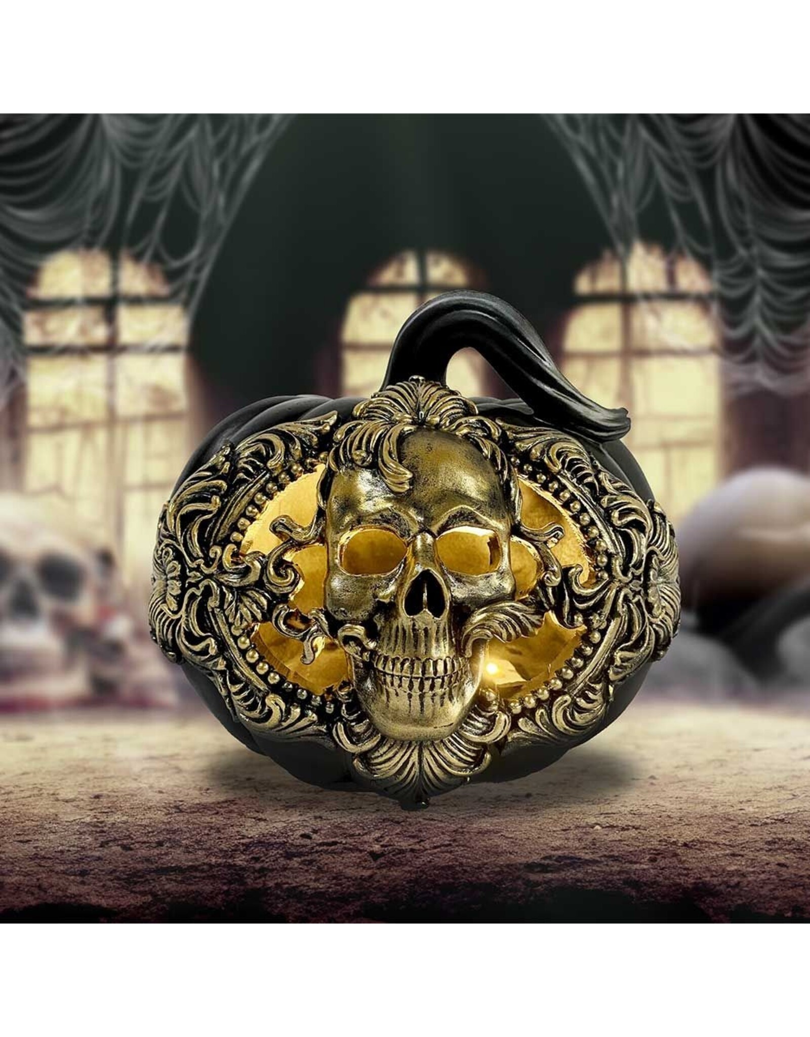 NemesisNow Giftware & Lifestyle - Baroque Harvest Pompoenschedel Ornament met LED