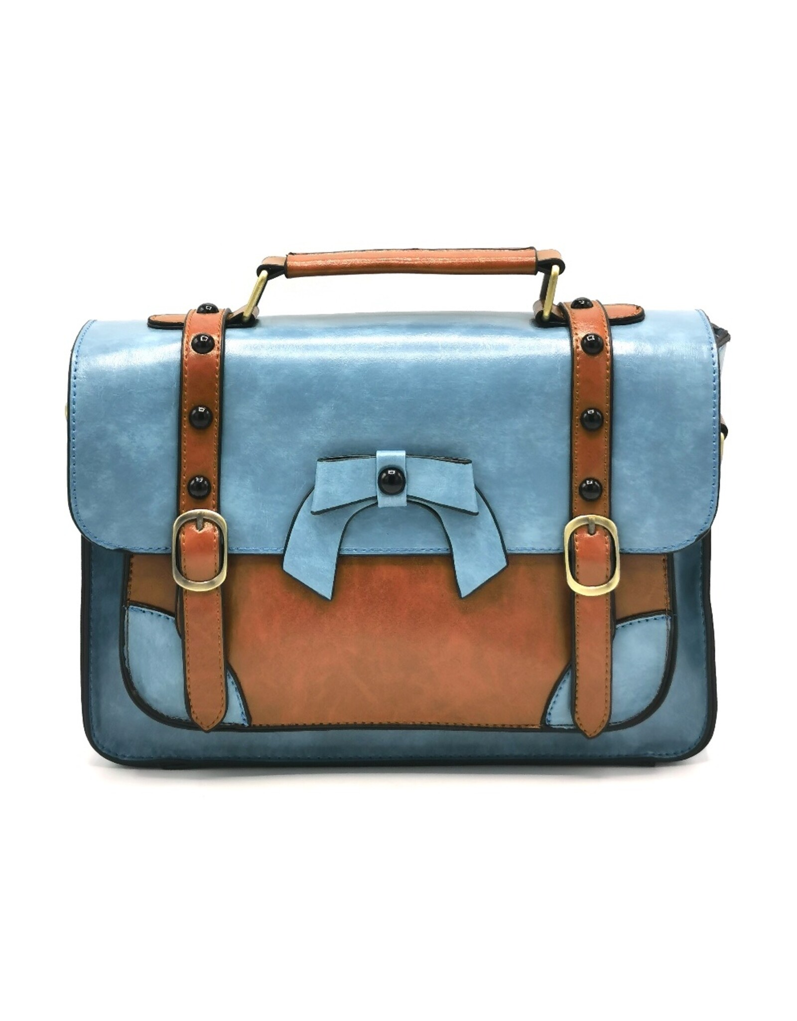 Banned Retro bags  Vintage bags - Banned Retro hand bag with buckles and bow (light blue)