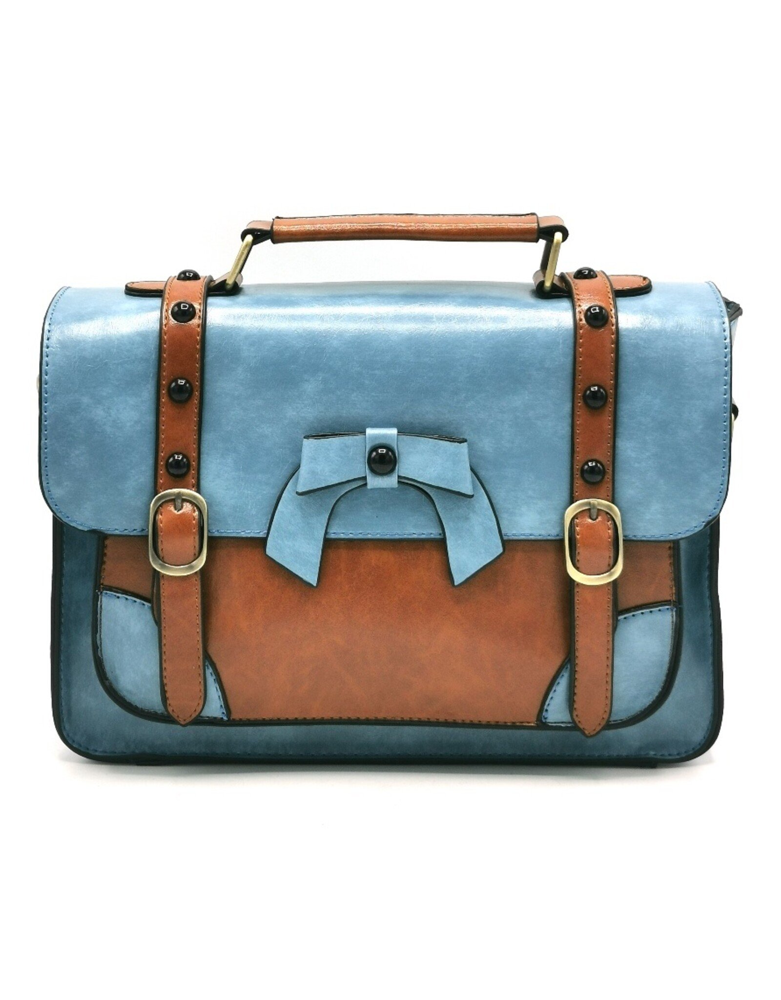 Banned Retro bags  Vintage bags - Banned Retro hand bag with buckles and bow (light blue)