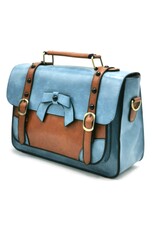 Banned Retro bags  Vintage bags - Banned Retro hand bag with buckles and bow (light blue)