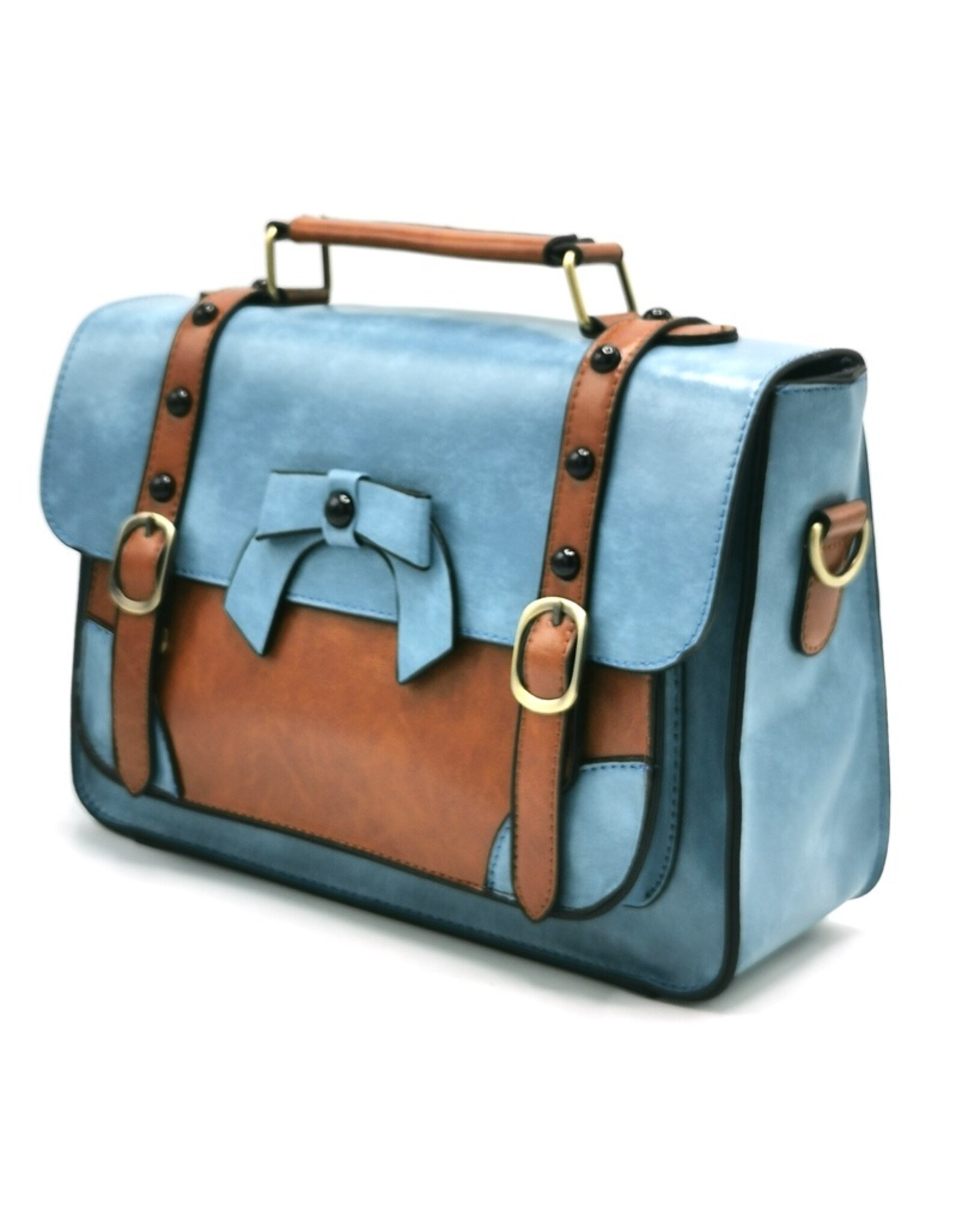 Banned Retro bags  Vintage bags - Banned Retro hand bag with buckles and bow (light blue)