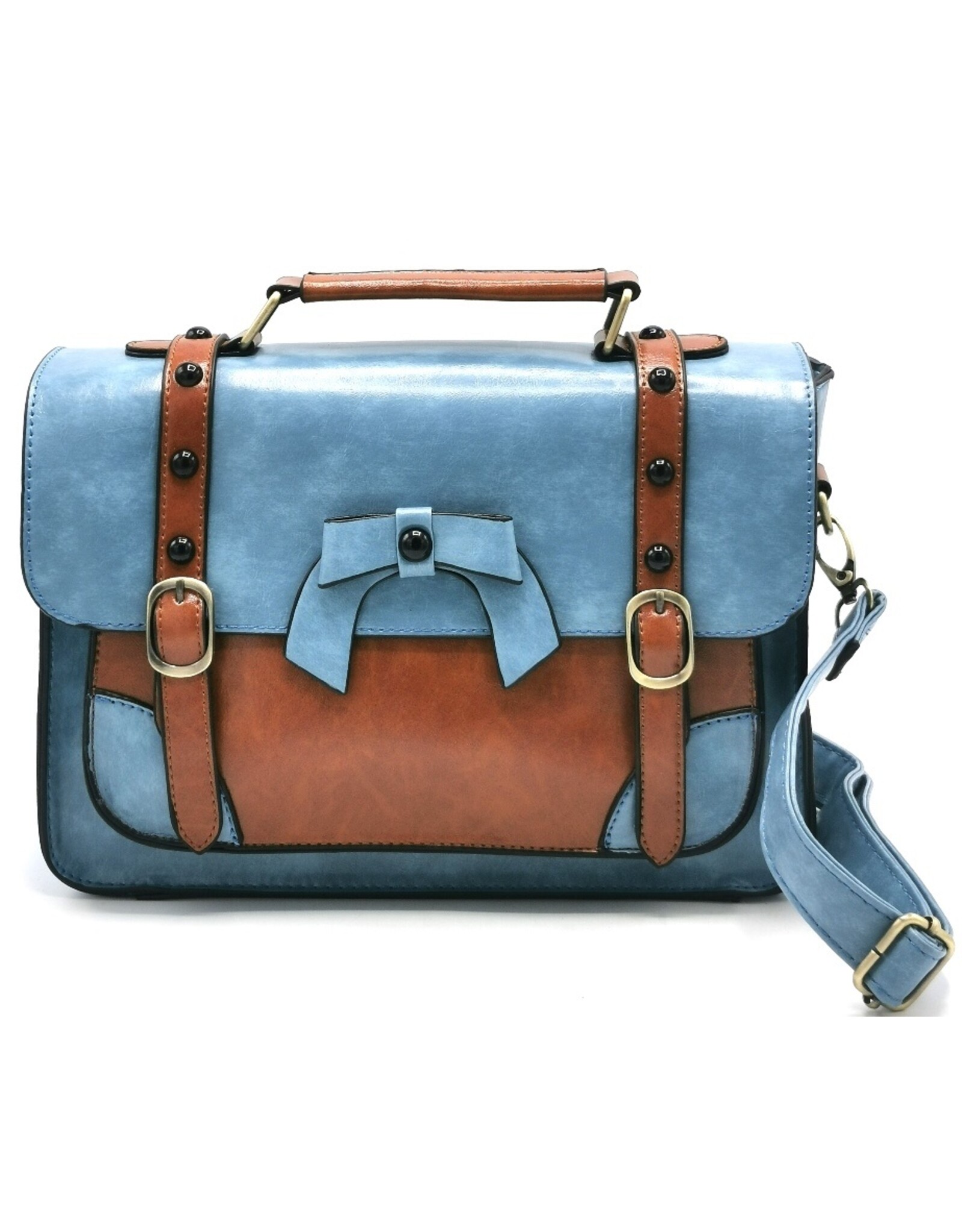 Banned Retro bags  Vintage bags - Banned Retro hand bag with buckles and bow (light blue)