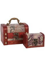 SMD Miscellaneous - Houten Mini Schatkist met Landkaart design  set van 2