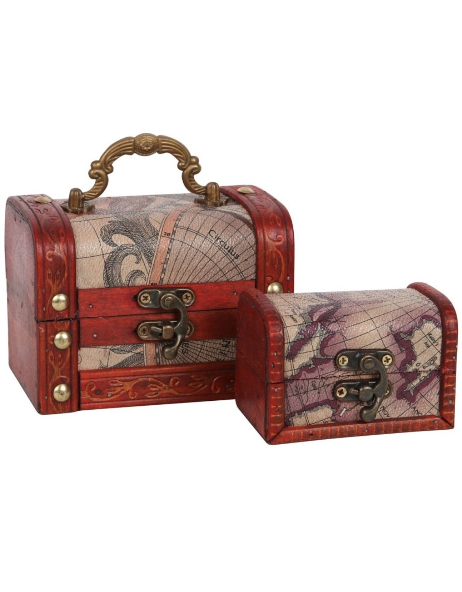 SMD Miscellaneous - Wooden Mini Treasure Chest with Map design set of 2