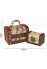 SMD Miscellaneous - Houten Mini Schatkist met Landkaart design  set van 2