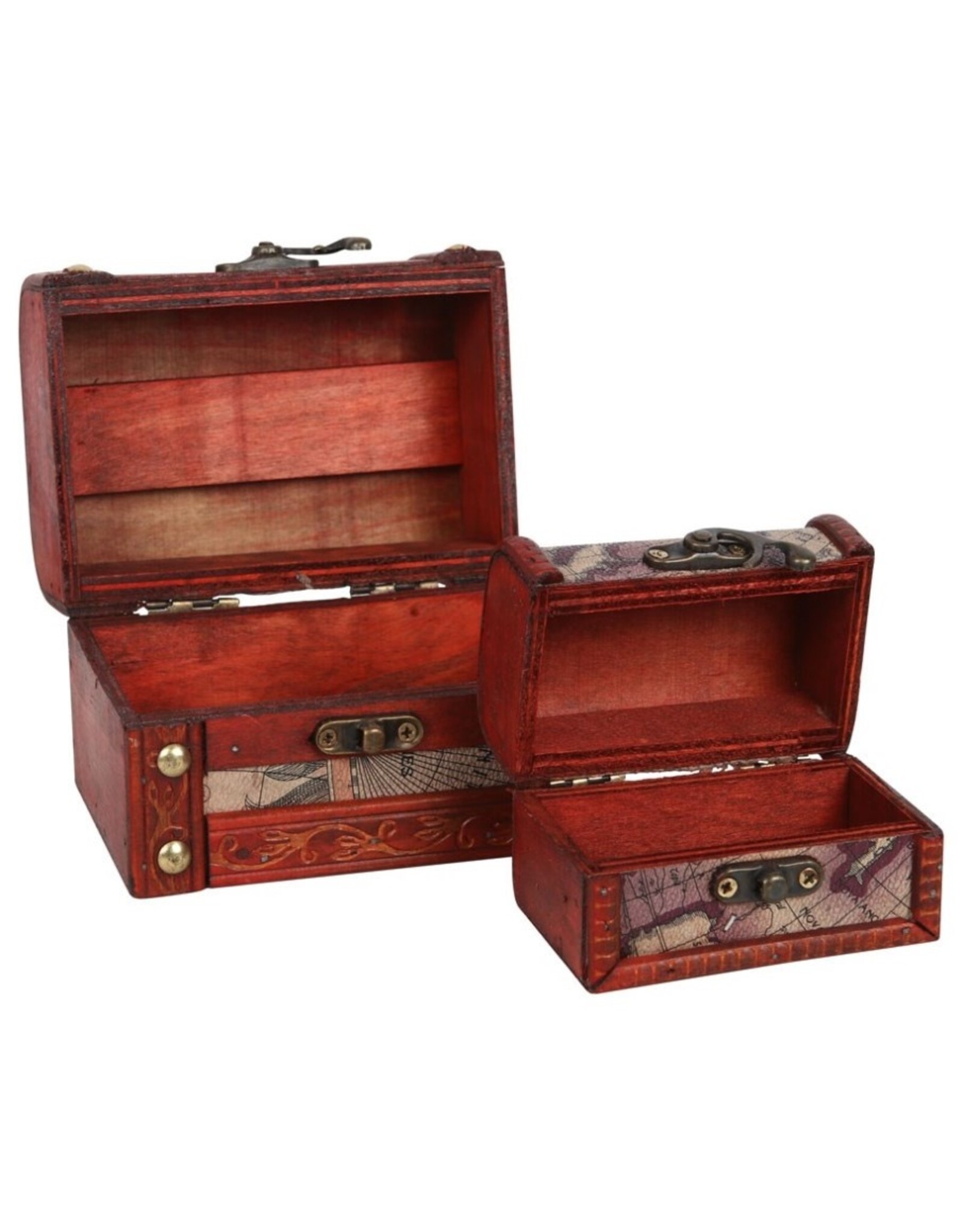 SMD Miscellaneous - Wooden Mini Treasure Chest with Map design set of 2