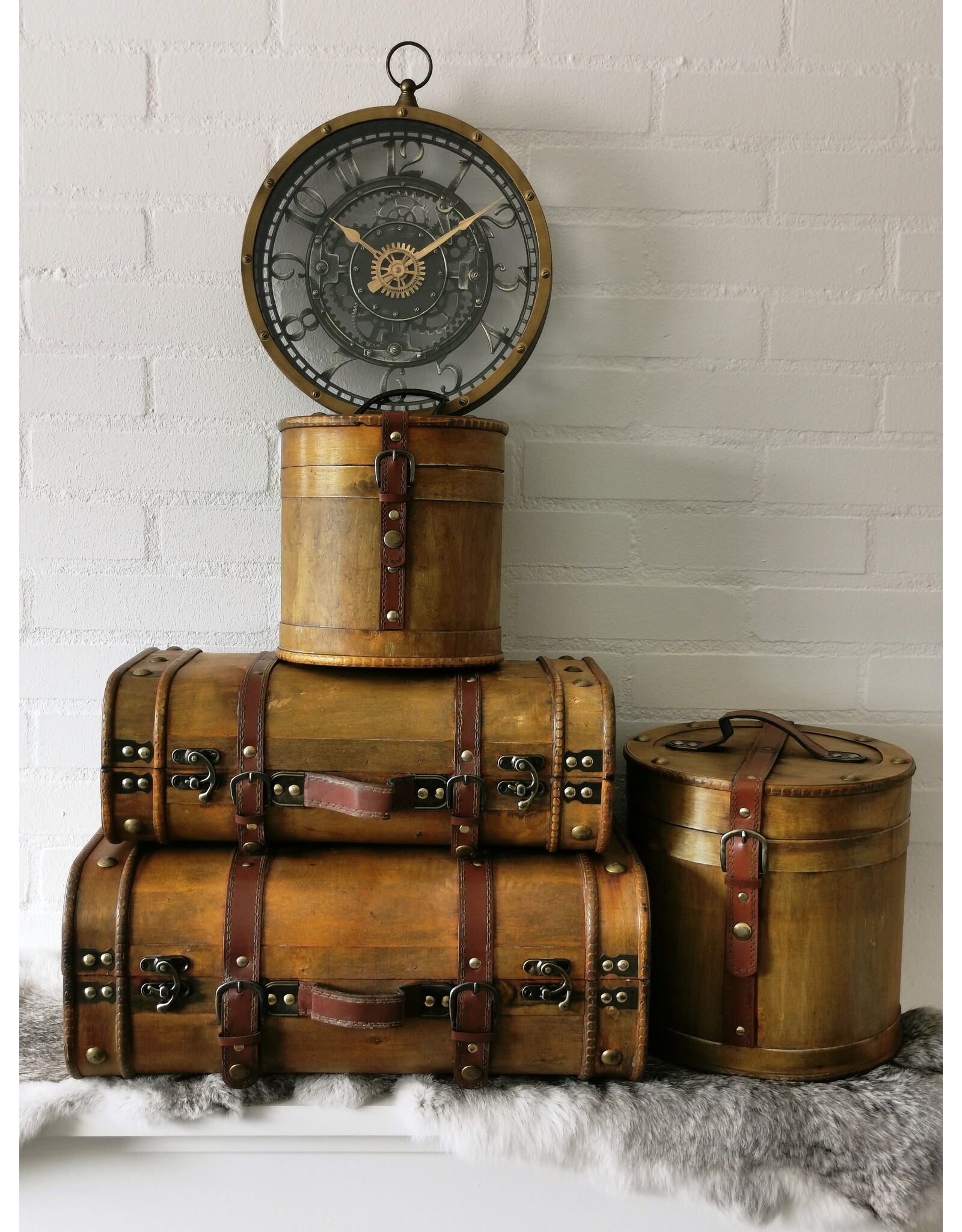 Miscellaneous - Steampunk Houten Hutkoffer Set van 2