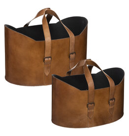 ATM Set of 2 Leather baskets "Logan"